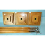 A set of three Masonic turned wood wands with plated tops, two Deacons and one Director of