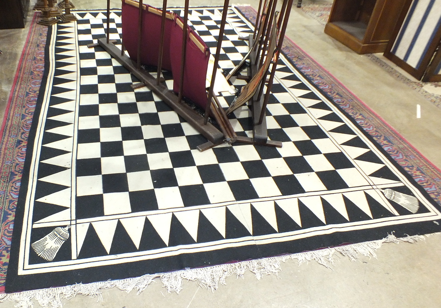 An HRA black and white chequered carpet, 256 x 365cm. - Image 2 of 2