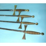 Four Wilkinson Masonic swords with etched blades and gilt wire-bound grips, (scabbards lacking), (