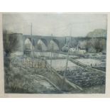 After Michael Chaplin RE, 'Viaduct', a limited edition signed coloured etching, 43/200, dated 1981