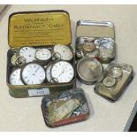 Five various silver-cased pocket watches and others, (all a/f).