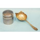 A circular beaten silver pot and cover, London 1903, marked 'Drew & Sons, Piccadilly' and a tea-