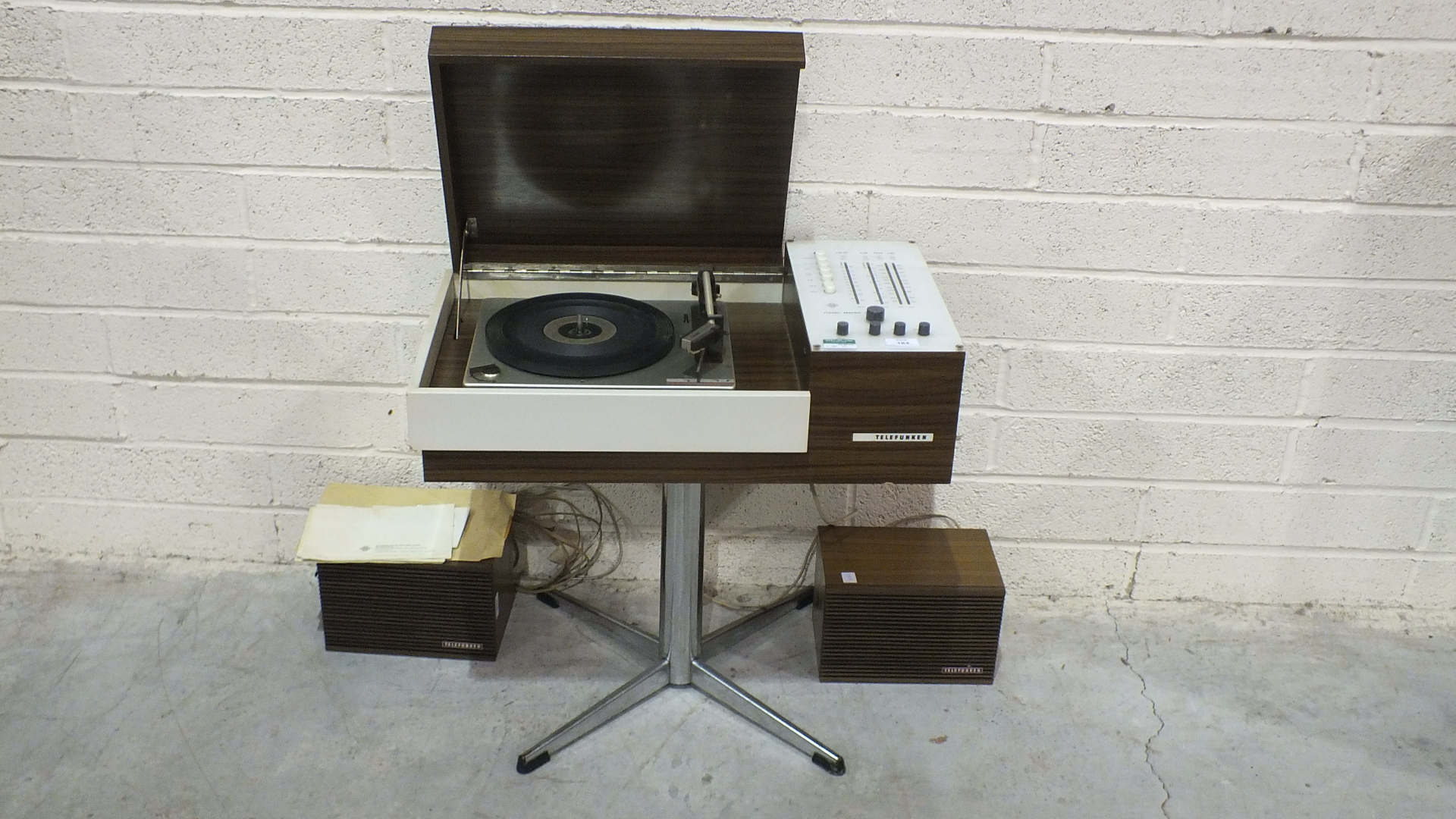 A Telefunken Rondo Stereo 101, in wood-finished case, on chrome stand, with a pair of speakers. - Image 3 of 3