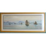 •Elzo Koto (1906-1972) FISHING BOATS OFF A COASTLINE Signed watercolour, 22.5 x 64.5cm and a