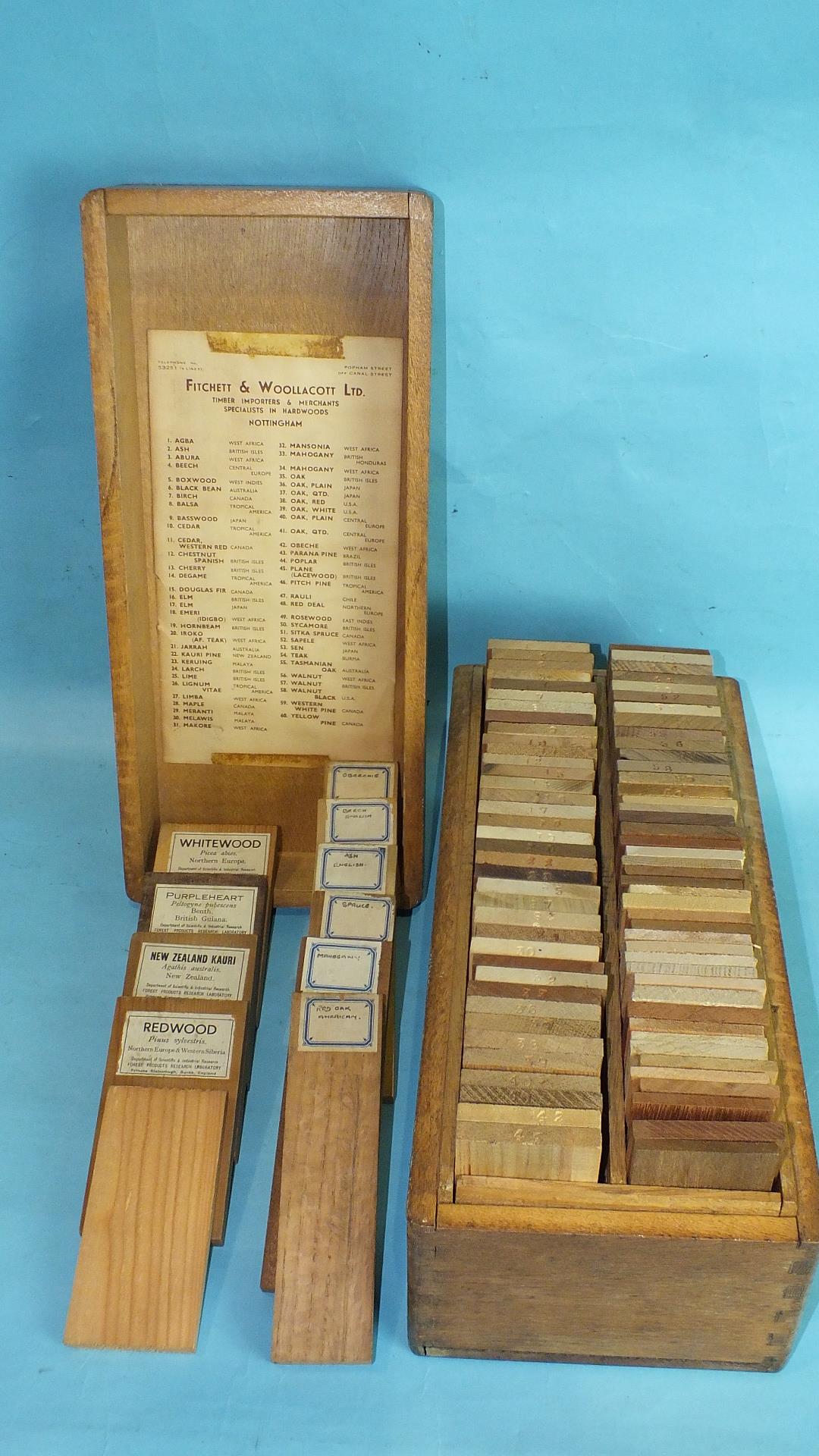 A part-set of Fitchett & Woollacott Ltd wood samples in fitted box, with index of sixty samples, - Image 3 of 3