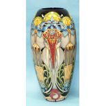 Moorcroft, a tall slender ovoid shape vase by Kerry Goodwin in the 'Dasara' pattern depicting