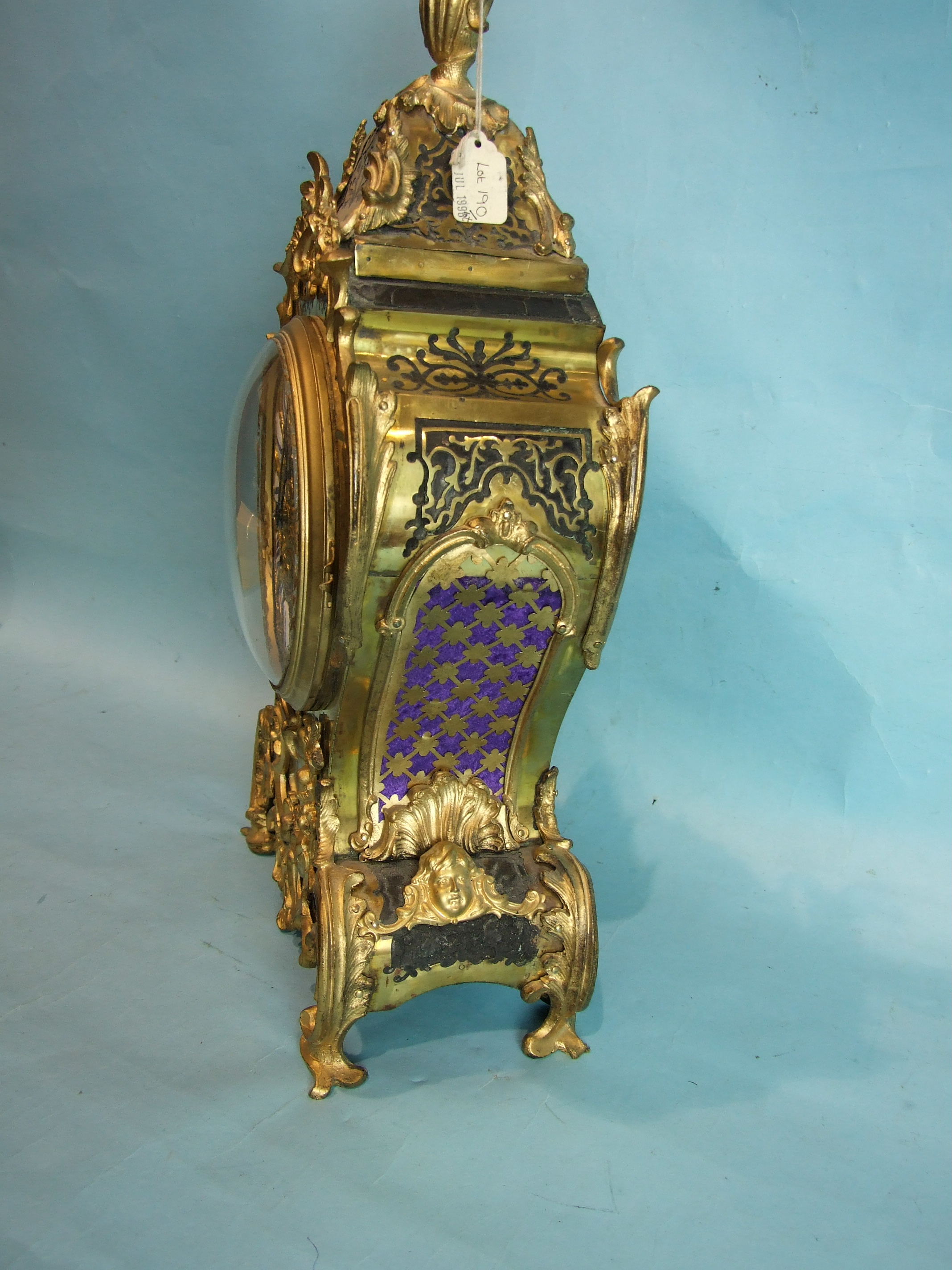 A 19th century French Boulle mantel clock of balloon shape, with gilt metal mounts and twin-train - Image 3 of 3