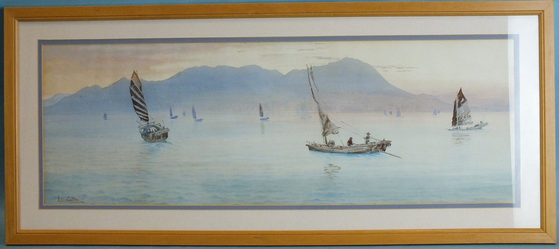 •Elzo Koto (1906-1972) FISHING BOATS OFF A COASTLINE Signed watercolour, 22.5 x 64.5cm and a - Image 2 of 2