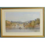 J Cocks ROWING TO THE CASTLE LODGE, HOOE LAKE Watercolour, signed and dated 1891, 22.5 x 37cm,