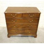 A George III mahogany rectangular chest of two short and three long drawers, on bracket feet, 99cm