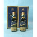 Johnnie Walker, two Blue Label Scotch Whisky miniatures, no.s A08914 and A08319, 40% vol, 5cl, in