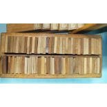 A part-set of Fitchett & Woollacott Ltd wood samples in fitted box, with index of sixty samples,