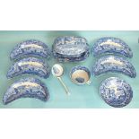 A Copeland Spode 'Italian' pattern sauce tureen, cover and ladle, on stand, 20cm wide, five half-