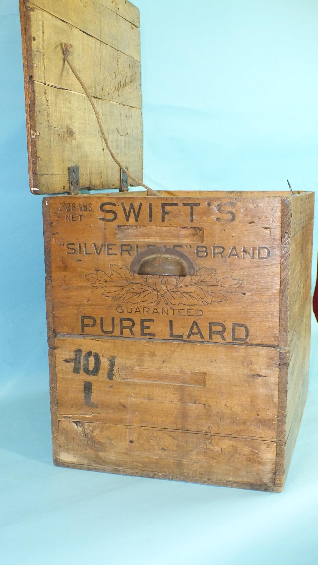 Two nailed wood boxes, "Original Swift's Silverleaf Brand Guaranteed Pure Lard, USA", 50cm wide, - Image 3 of 3
