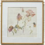 •Betty Sandham NOVEMBER ROSES Signed watercolour, dated '96, 31 x 30cm.