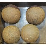 Four iron cannon balls, 14cm diameter, (4).