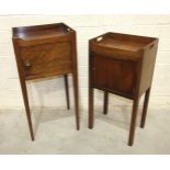 Two 19th century mahogany tray-top pot cupboards, on square tapered legs, 40cm high, (2).