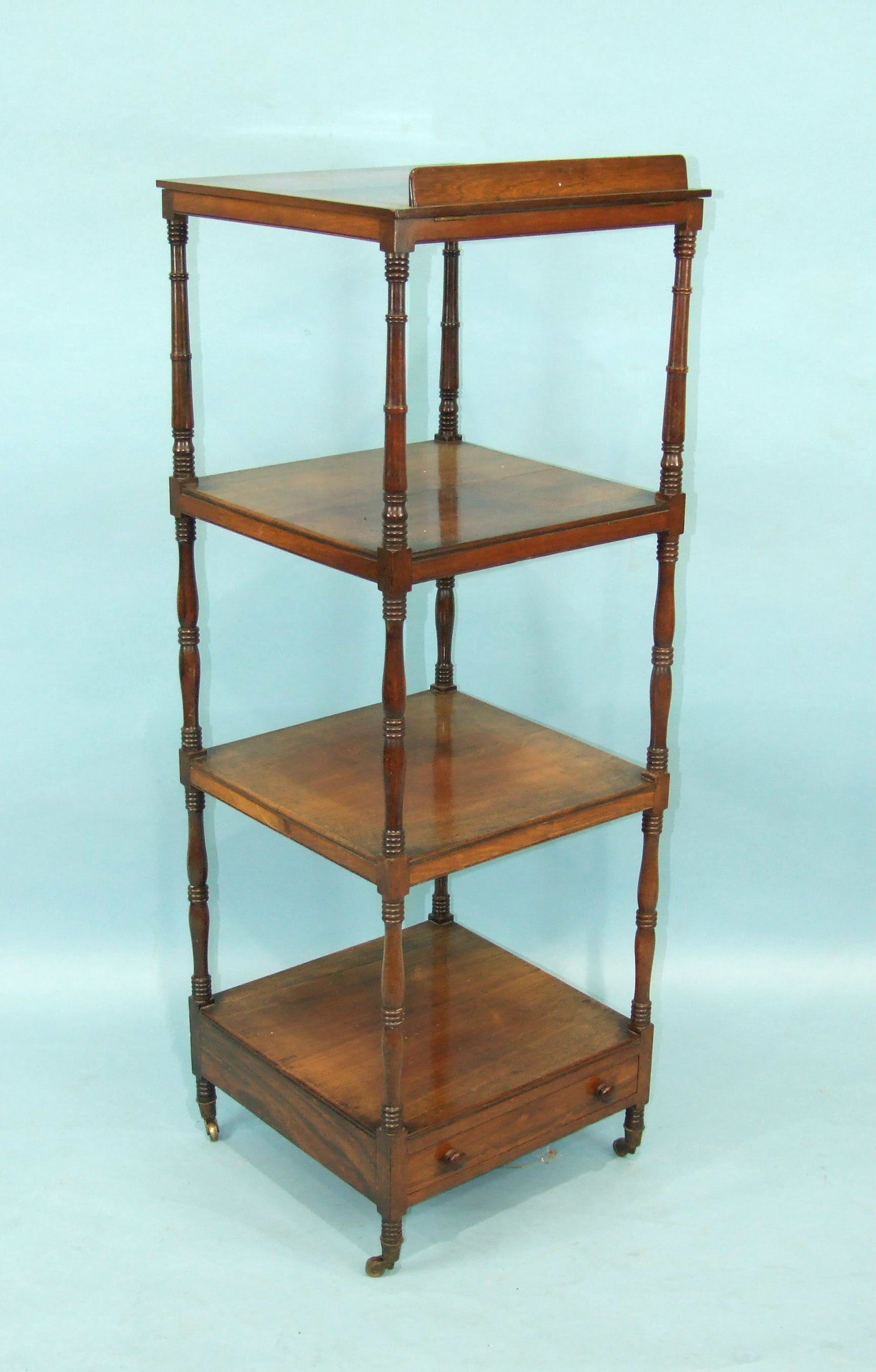 A George IV rosewood four-tier whatnot and music stand, with hinged upper tier above three shelves - Image 2 of 2