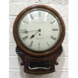 An early-19th century brass inlaid mahogany drop-dial wall clock, the circular dial signed 'V.