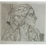 Betty Sandham, 'Head and shoulders of a female figure', Artist's Proof etching, signed and dated '83