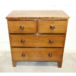 A 19th century mahogany rectangular chest of two short and two long drawers, on bracket feet, 92cm