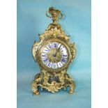 A 19th century French Boulle mantel clock of balloon shape, with gilt metal mounts and twin-train