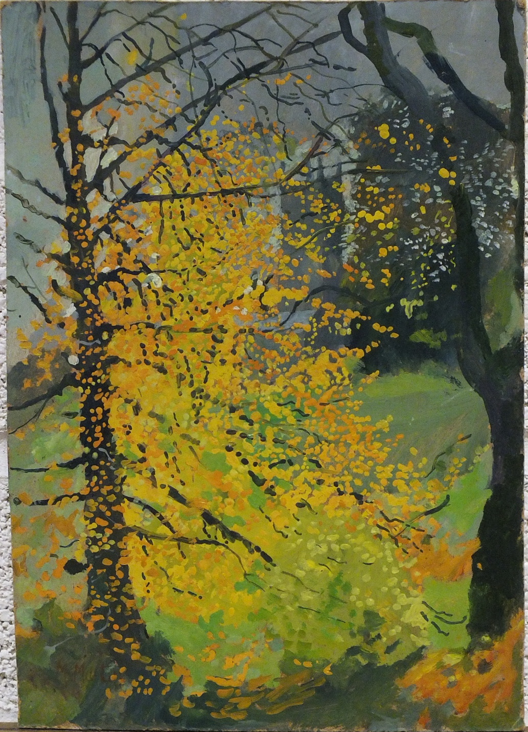 •Mary Martin (b.1951) AUTUMN LEAVES Signed oil on board, 27.5 x 19.5cm.