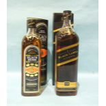 Johnnie Walker 12-year-old Black Label Blended Whisky, 43% vol, 1L, in carton and a bottle of