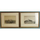 •After Sir Henry Rushbury (1889-1968), 'Saint Croce, Florence', a framed etching, signed with pencil