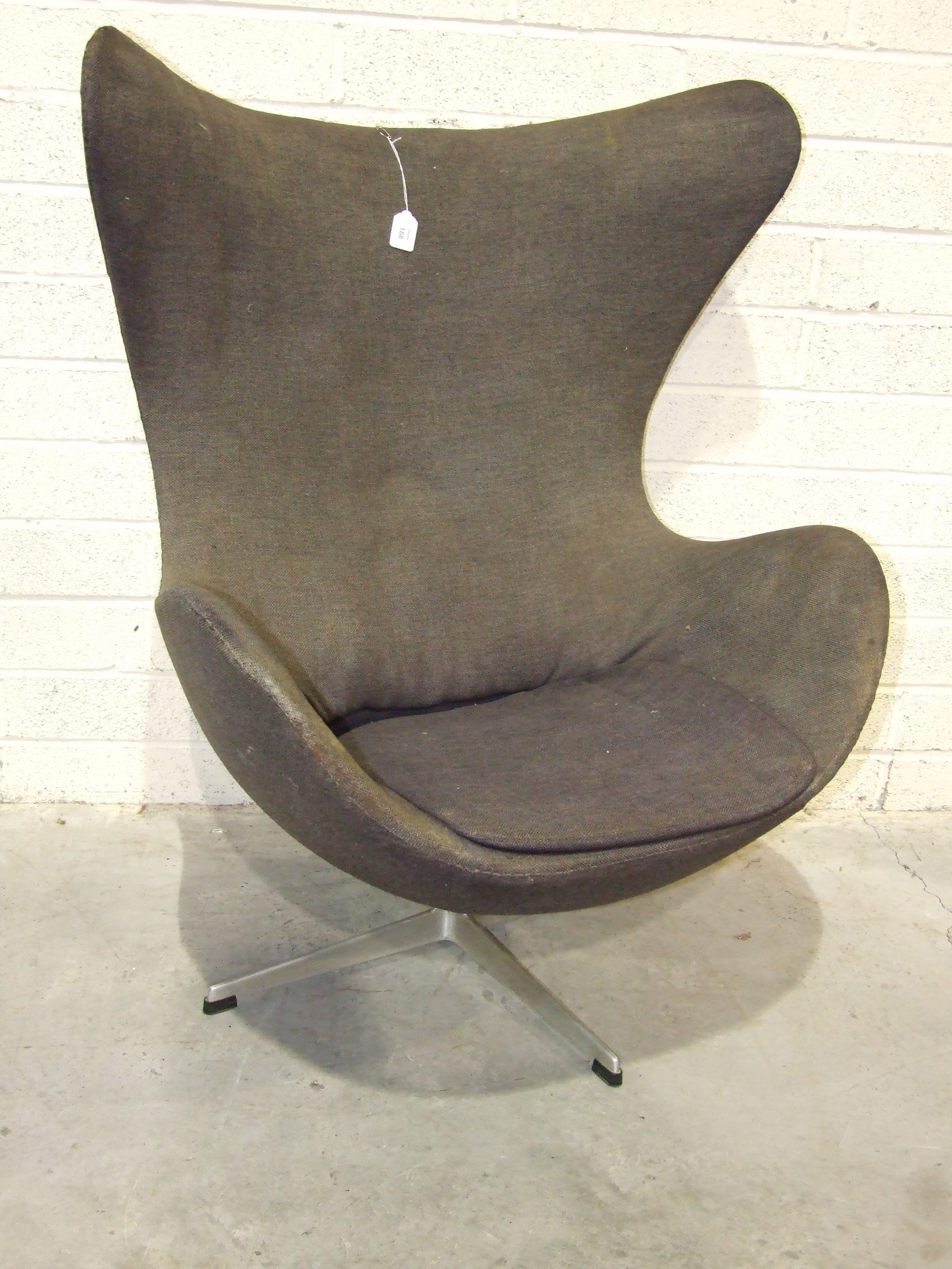 An egg chair by Arne Jacobsen for Fritz Hansen, designed in 1958, an original example dating from