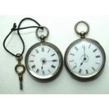 Two Late-Victorian silver-cased open-face keyless pocket watches, (one with dial a/f), (2).