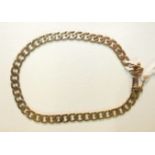 An 18ct yellow gold bracelet of flattened curb links, with concealed clasp, 18.5cm, 11.2g.