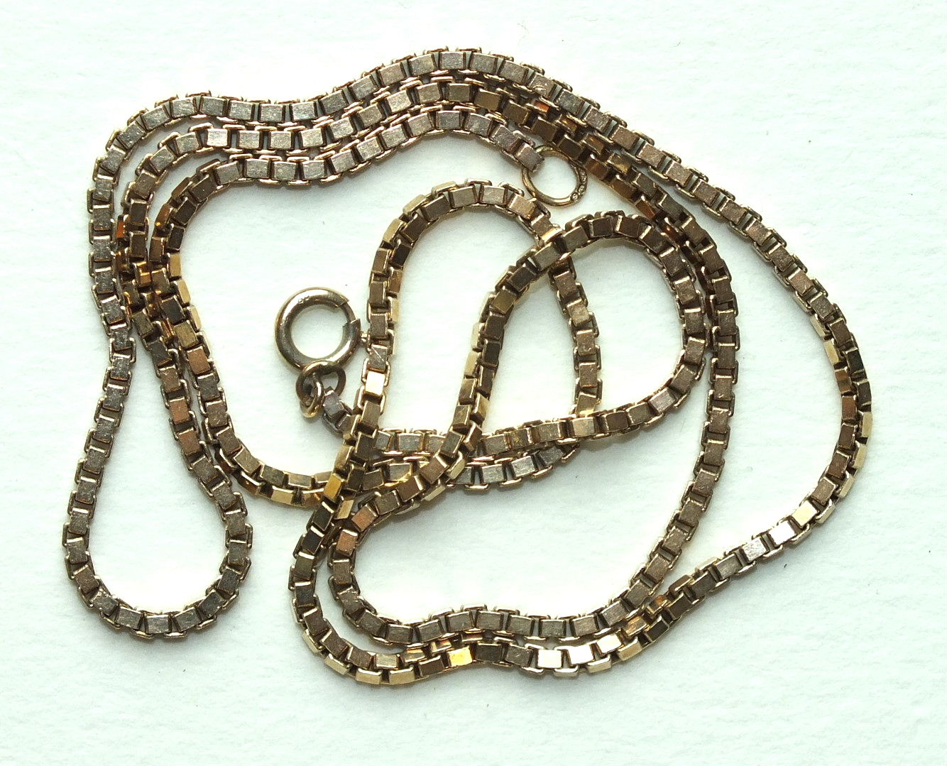 A 9ct gold box-link necklace, 50.5cm, 11.5g.