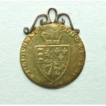 A George II guinea with soldered pendant mount, 8g.