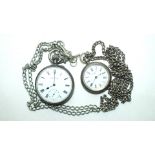 A silver-cased "Farringdon G" ladies pocket watch and a gent's silver-cased keyless pocket watch, (