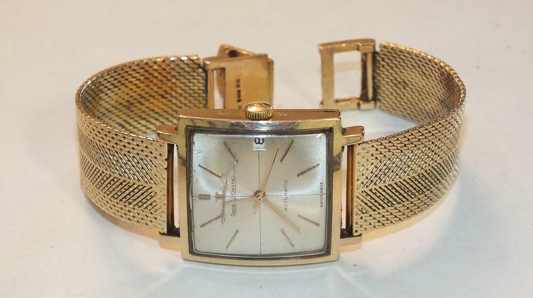 Jaeger LeCoultre, a gentleman's square-faced automatic wrist watch, the silvered dial with baton - Image 2 of 5