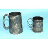 A William IV small tankard of ribbed cylinder form, 6.5cm high, London 1835 and a plain cylinder