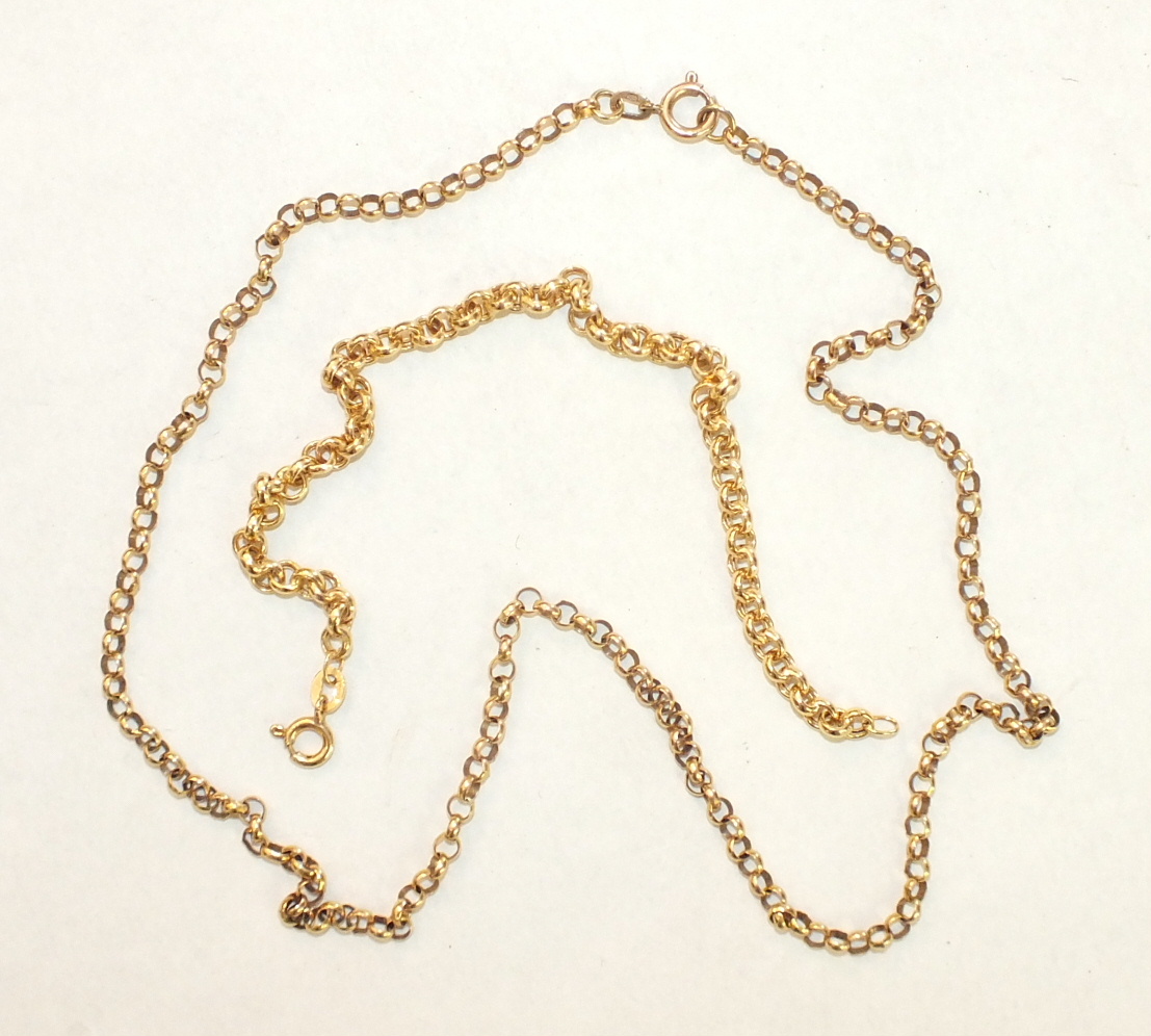 A 9ct gold belcher-link neck chain and a modern 9ct gold bracelet, 9.3g, (2).