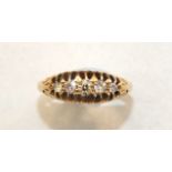 An 18ct gold ring set five old-brilliant and 8/8-cut diamonds, size O, 3.6g.