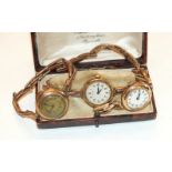 Three ladies wrist watches with 9ct gold cases and sprung bracelets, gross weight 52g, (3).