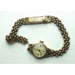 Rotary, a ladies 9ct gold wrist watch on 9ct gold chain bracelet, 13.8g, (bracelet a/f).