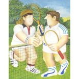 After Beryl Cook (1926-2008), "Tennis", a limited edition silk-screen print no.255/300, signed,