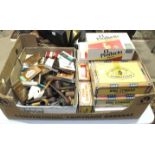 A collection of smoking pipes, cigars, various vintage cigar boxes and other items.