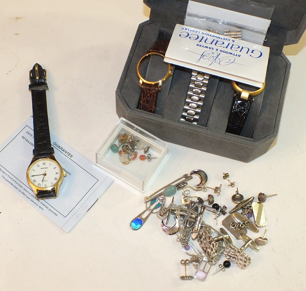 An Attwood & Sawyer ladies wrist watch set, comprising one movement and three alternative bezels, - Image 2 of 2