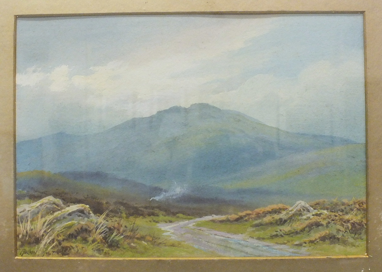Rubens Southey (1881-1933), "Near Saddle Tor, Dartmoor", a signed watercolour heightened with white, - Image 3 of 4