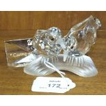 A Swarovski Collectors Society crystal glass figure "Turtle Doves", together with "Caring and