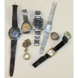 A gents Corvette automatic wrist watch, a ladies 9ct-gold-cased wrist watch and other watches.