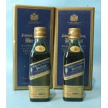 Johnnie Walker, two Blue Label Scotch Whisky miniatures, no.s A08914 and A08319, 40% vol, 5cl, in