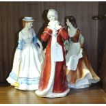 Three Royal Doulton figurines, "Summertime" HN3137, "Autumntime" HN3231 and "Wintertime" HN3060, (