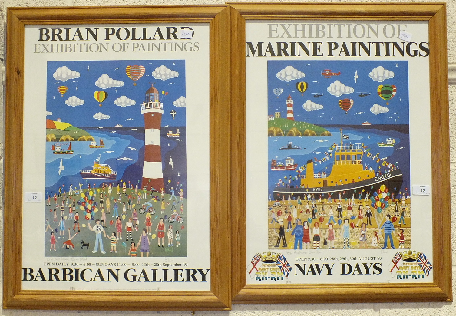 After Brian Pollard, two framed signed posters for "Navy Days 1993" and "Exhibition of Paintings